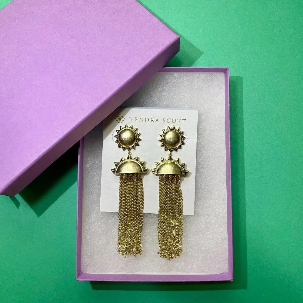 NWT Kendra Scott Sienna Sun Chain Tassle Earrings in Silver - Picture 9 of 13